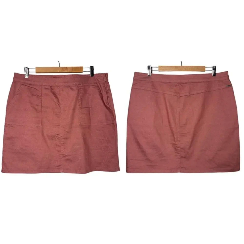 Prana Kara skirt Women's Size 14 Lacquered Rose Pink Stretch Denim A-Line